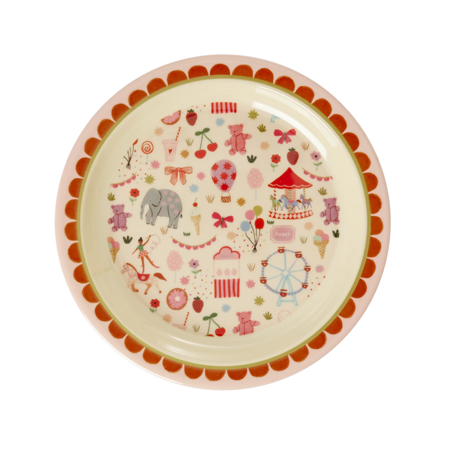 Barnetallerken, Rosa karnevalmotiv, Rice