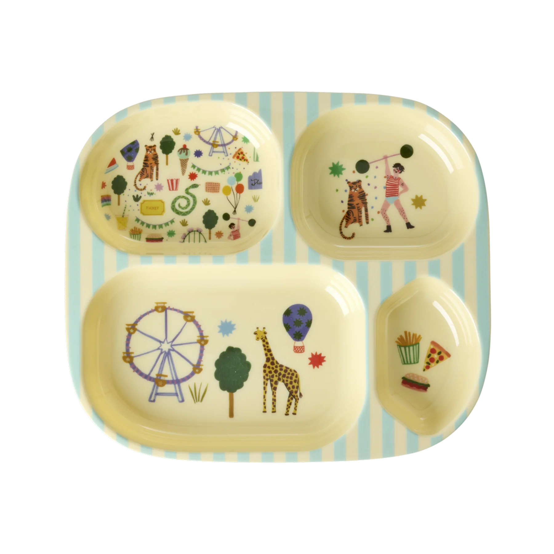 Barnetallerken med 4 rom, Mint karnevalmotiv, Rice