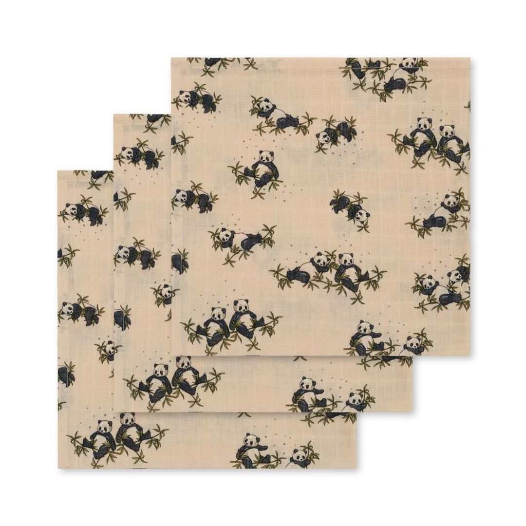 Muslin, Konges Sløjd, 3pk, Panda Nuit