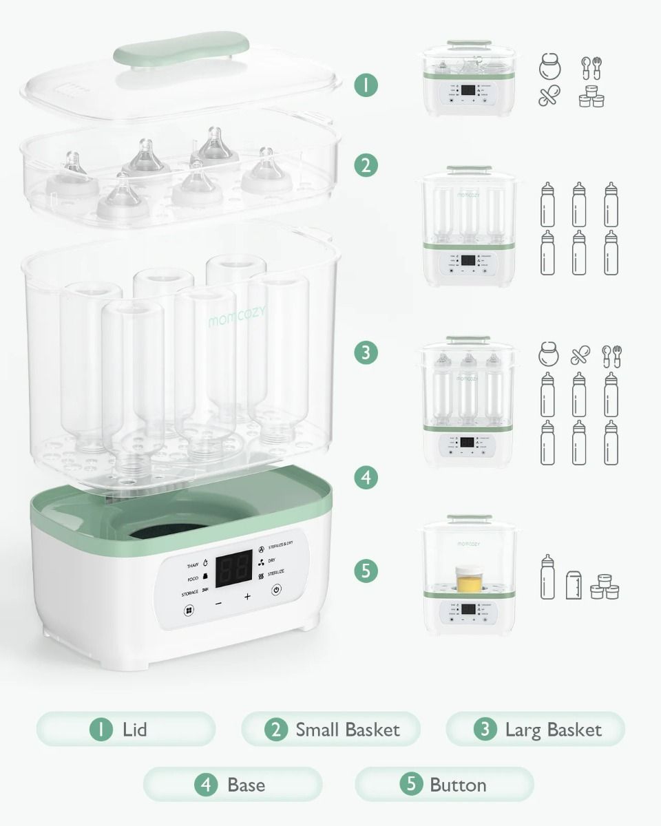 Momcozy, 8-in-1 Elektrisk Dampefjerner for Babyflasker