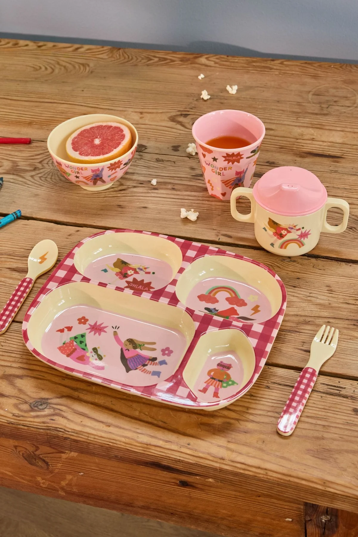 Babyservise i gaveeske, Hero print, Rice