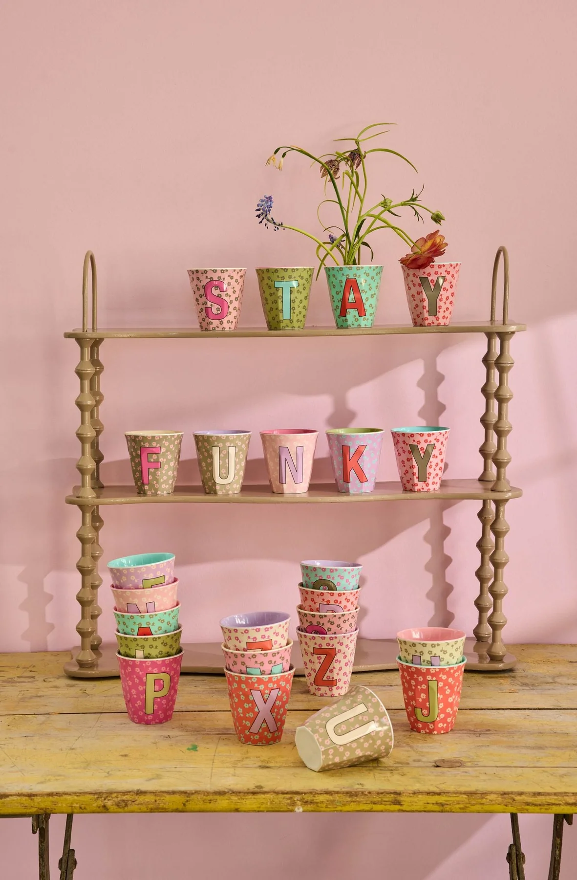 Bokstavkopp 250 ml, Blomsterdesign, Rice