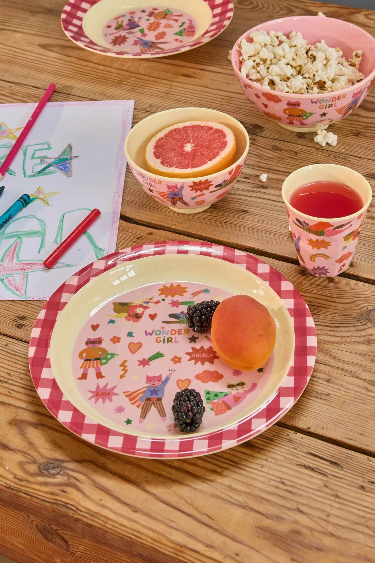 Barnekopp, Hero print, Rosa, Rice