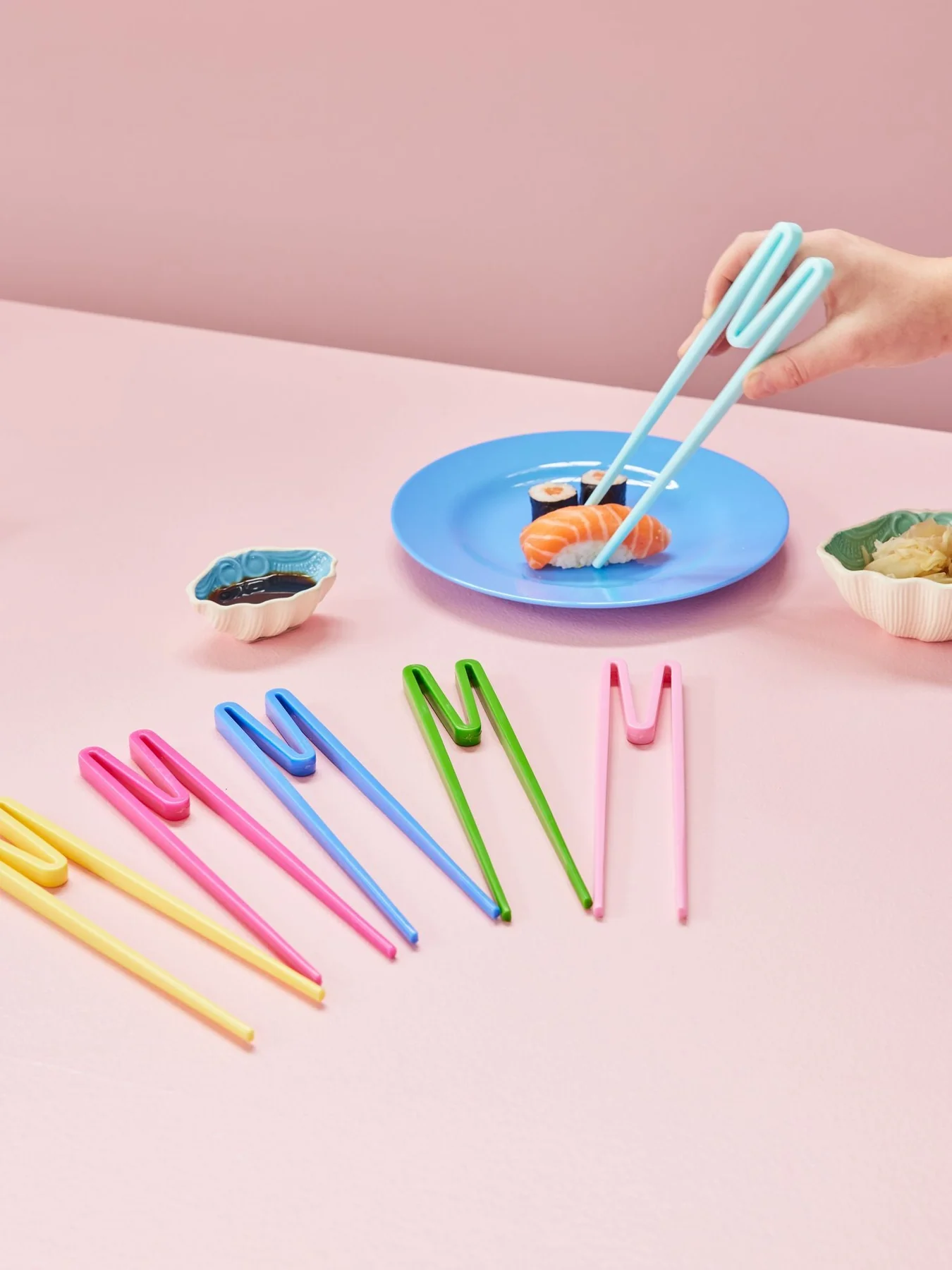 Plastspisepinne for nybegynnere, 1 stk, Rice - Lys Blå