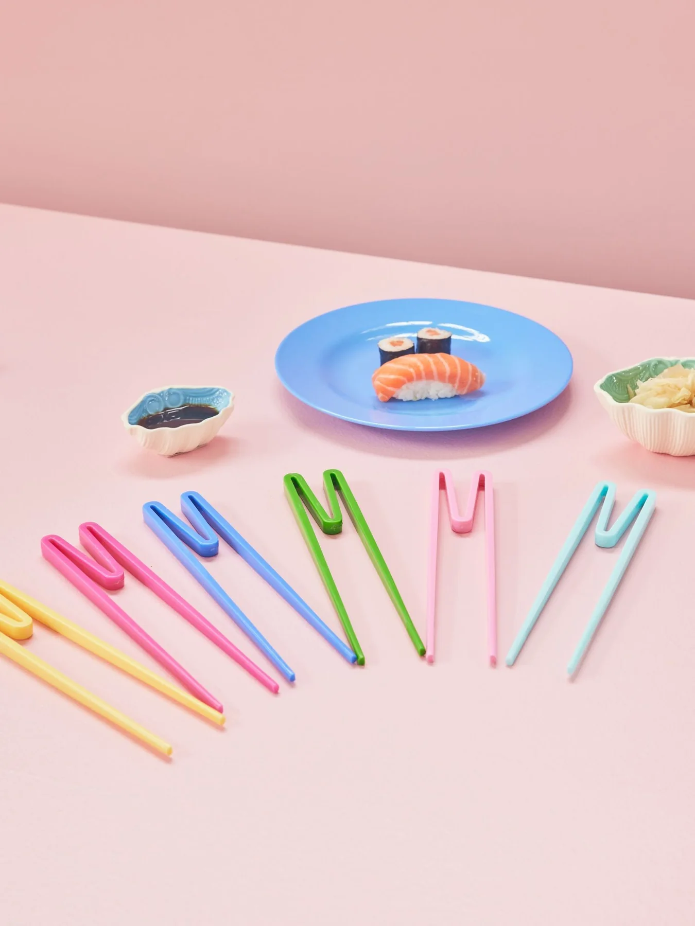 Plastspisepinne for nybegynnere, 1 stk, Rice - Lys Blå