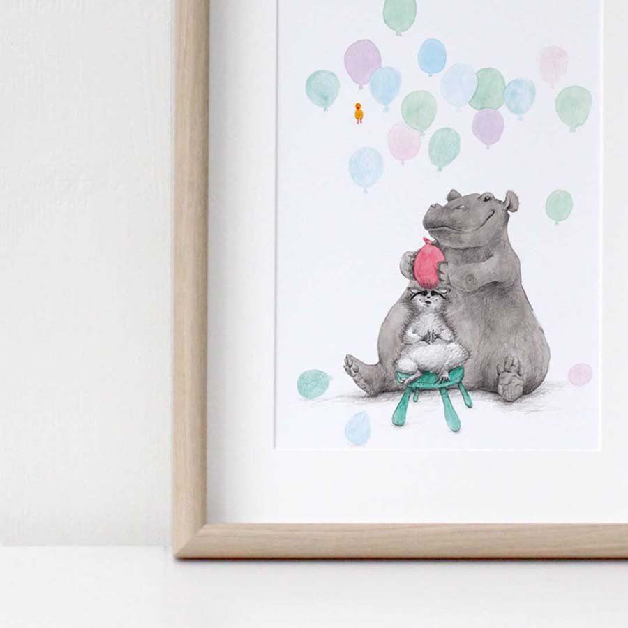 Poster, Tails, Flodhesten og ballongene, 30x40 cm