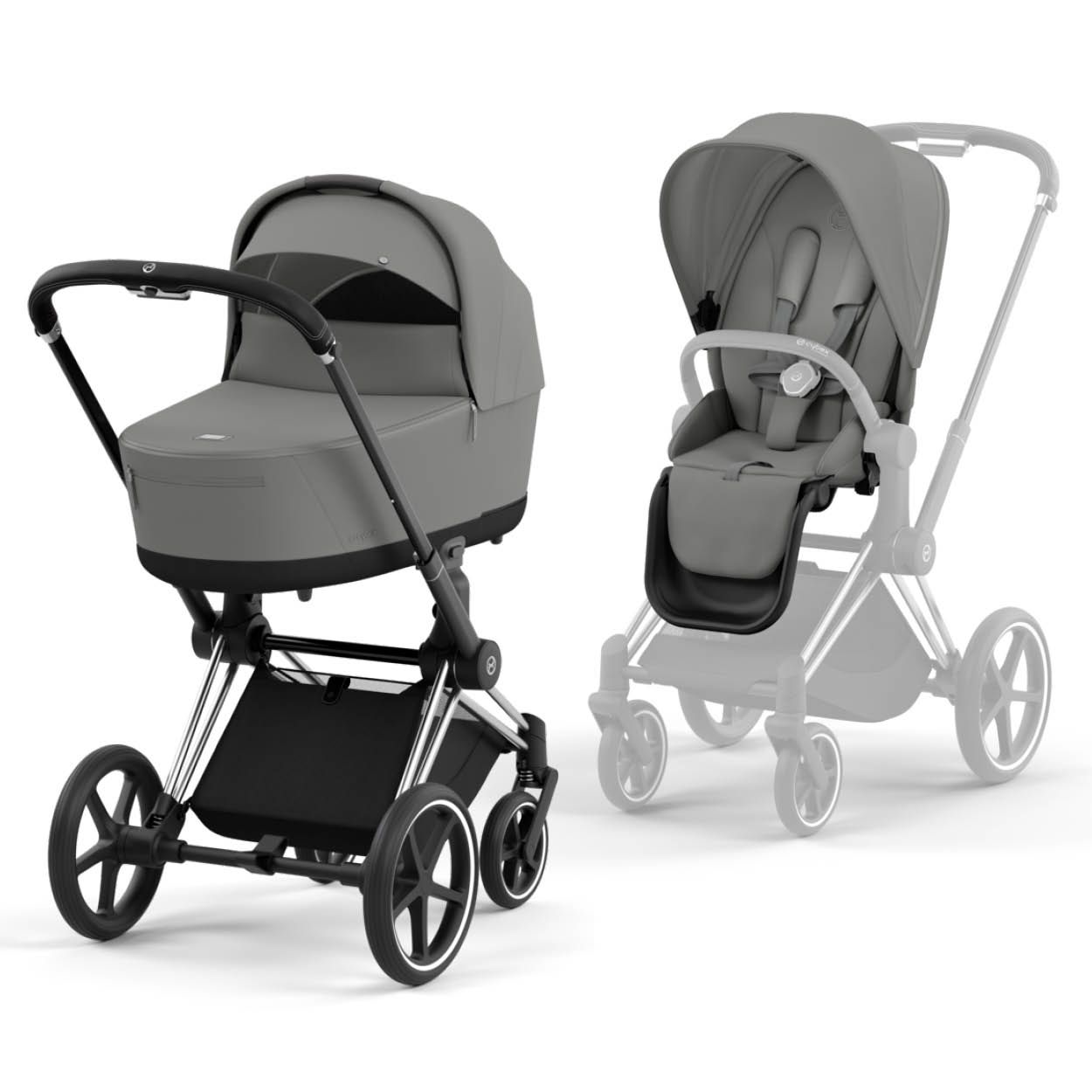 Cybex Priam, Chrome Black/Mirage Grey, Barnevogn