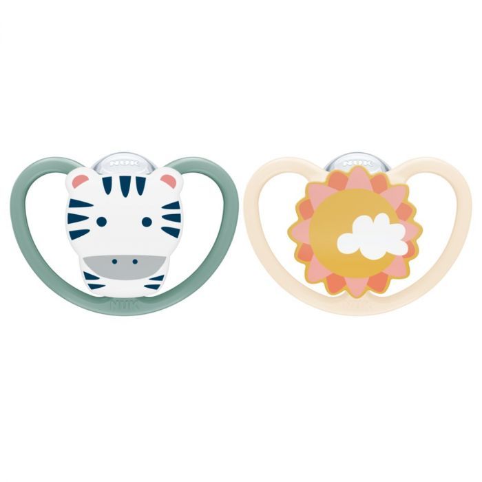 NUK Space Smokk, Silikon Sebra 6-18m - 2 Stk