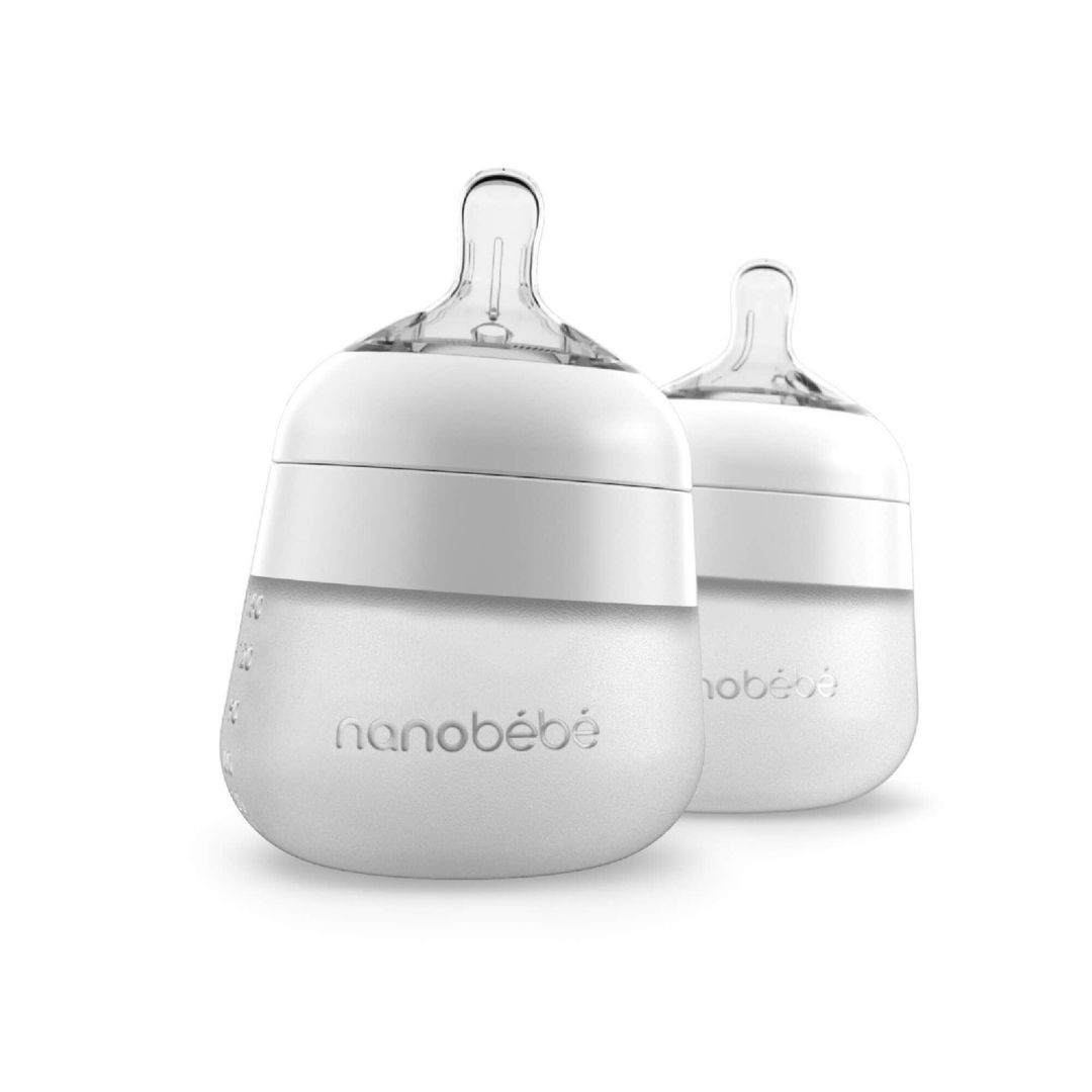 Silikontåteflaske (myk), Nanobébé, Flexy, Hvit, 150 ml, 2pk