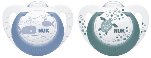 NUK Smokk, Pacifier Genius Blue/Green 2pk, 0-6 mnd