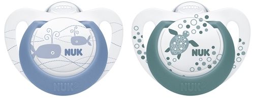 NUK Smokk, Pacifier Genius Blue/Green 2pk, 0-6 mnd