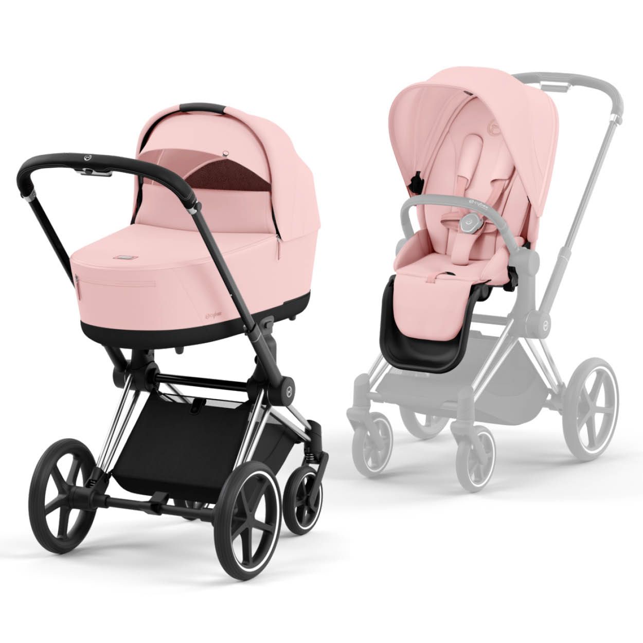 Cybex Priam, Chrome Black/Peach Pink, Barnevogn