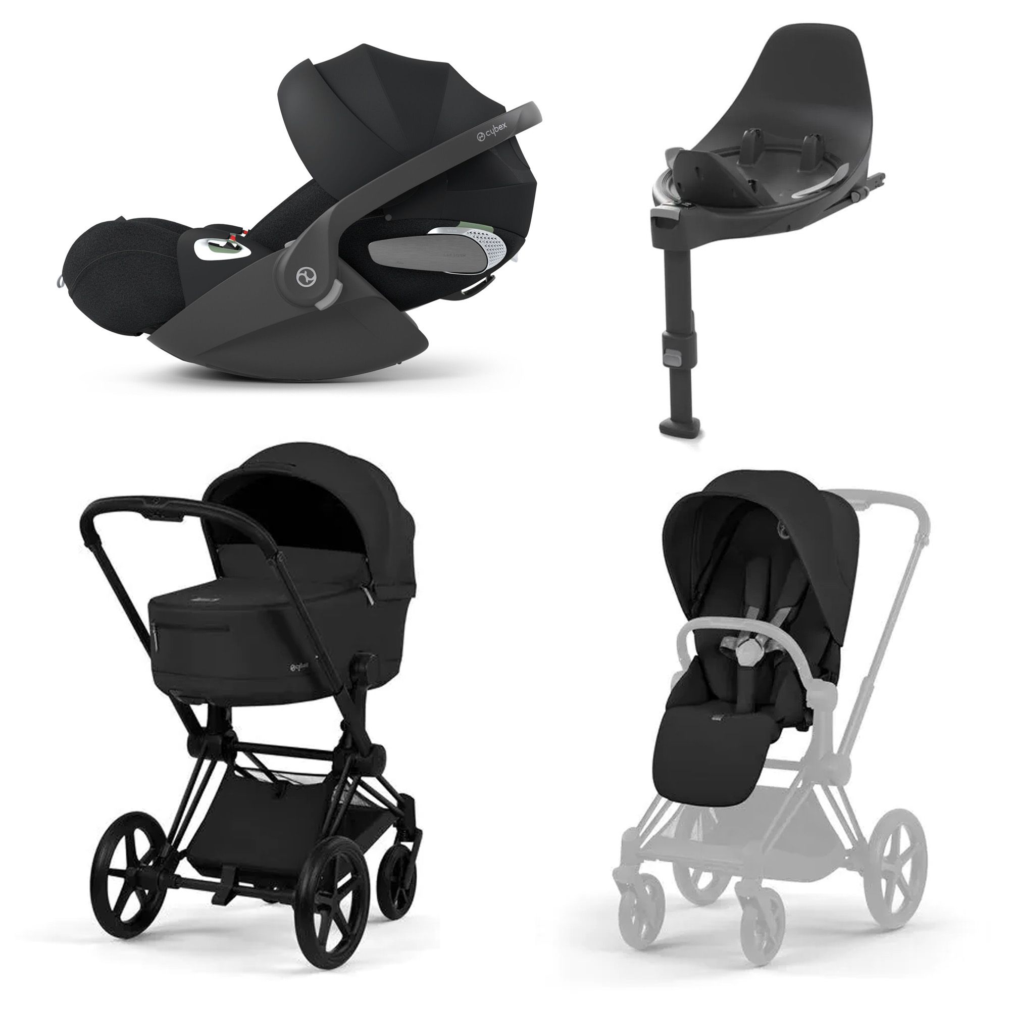 Nyfødtpakke, Cybex Priam New Generation, Matt Black/Sepia Black, Ink. Cloud T Plus + Base T