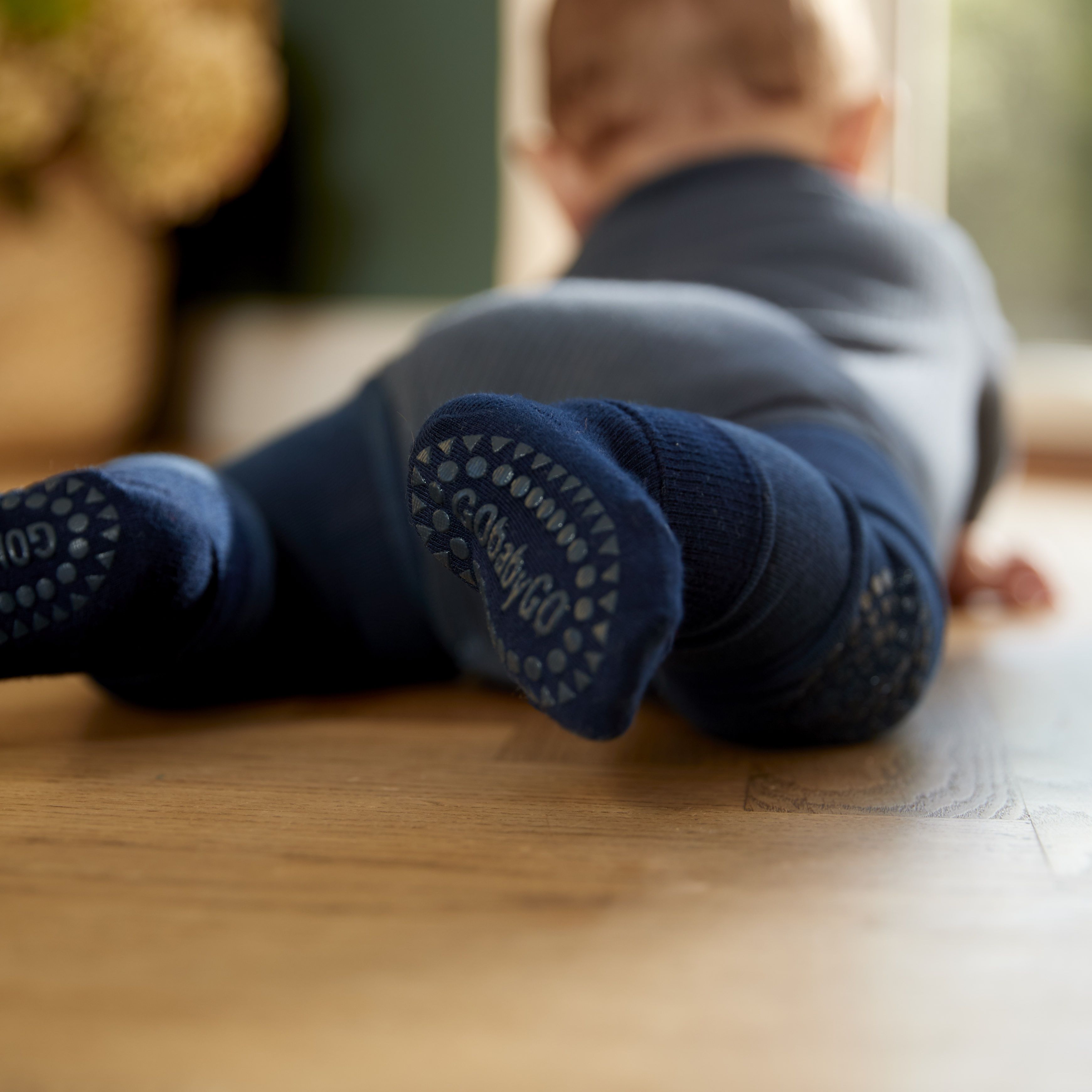 Strømpebukse, GoBabyGo, Antiskli, Bambus, Navy Blue
