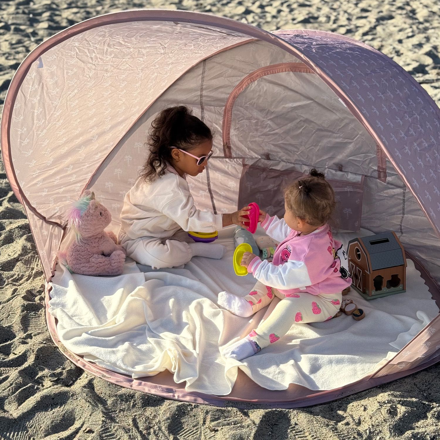 Pop-Up UV Telt, Sandy, XL, Palm Trees Pink, UV50+