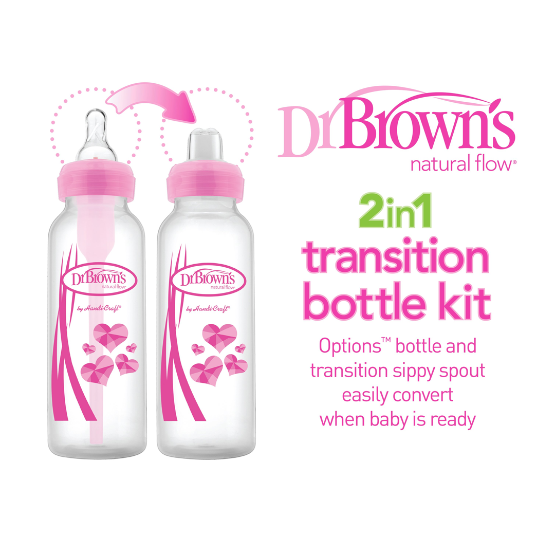 Dr.Brown Option Standard Tåteflasker 2in1, Rosa