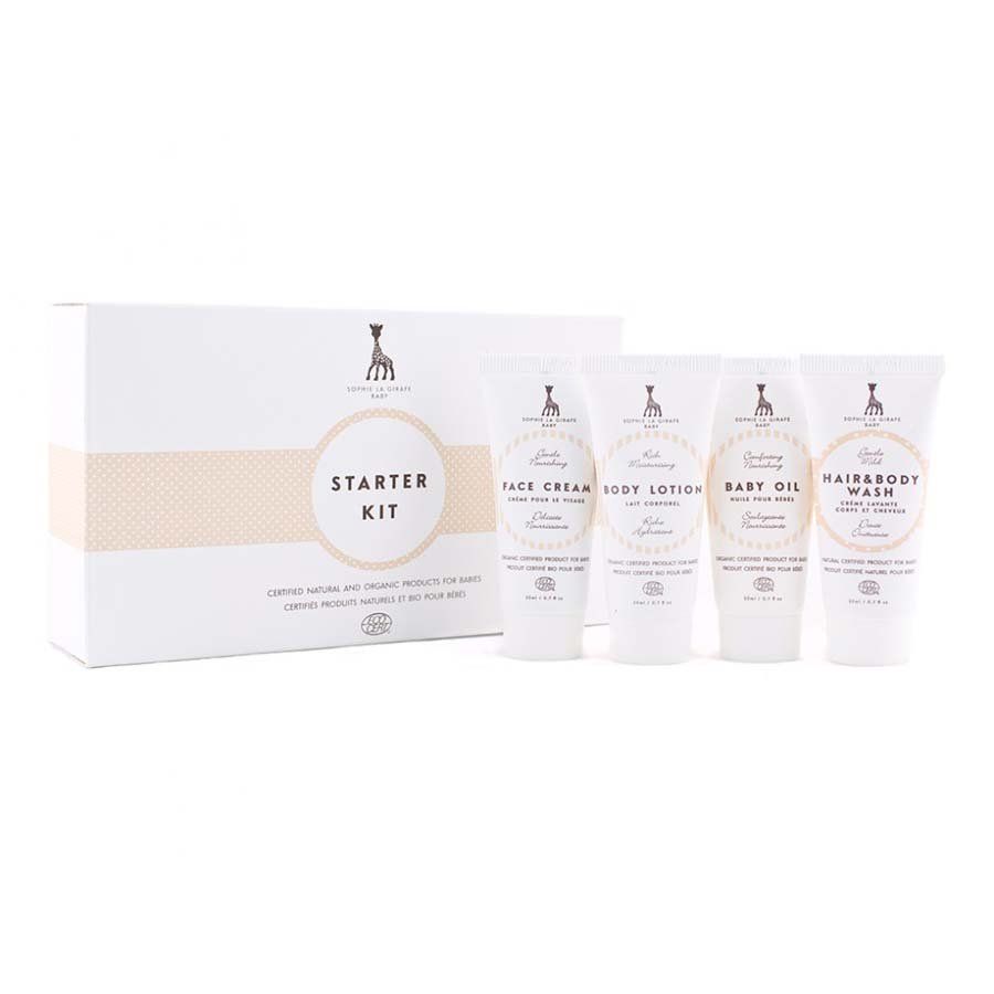 Startsett, Sophie la Girafe, Ansiktskrem, Bodylotion, Babyolje og Hair & Body Wash