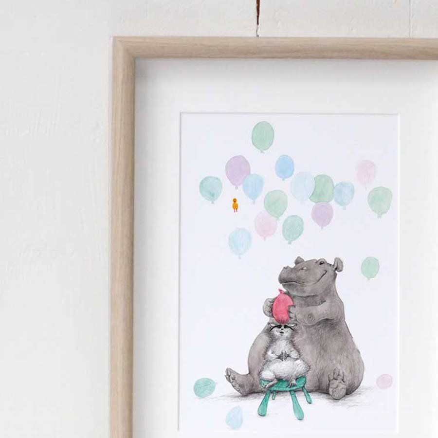 Poster, Tails, Flodhesten og ballongene, 21x30 cm