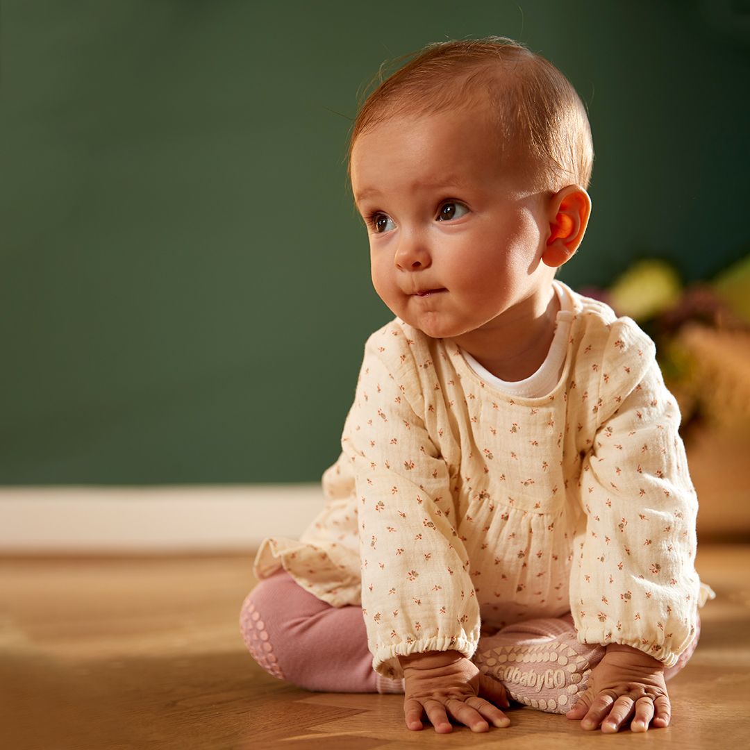 Strømpebukse, GoBabyGo, Antiskli, Bambus, Soft Pink