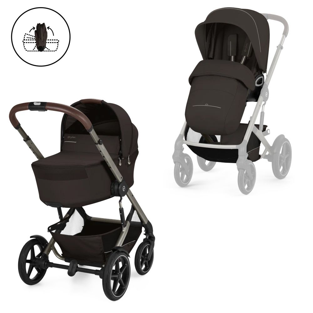 Komplett vogn Cybex Talos S Lux, 2026, Chocolate Brown Ink. Liggedel