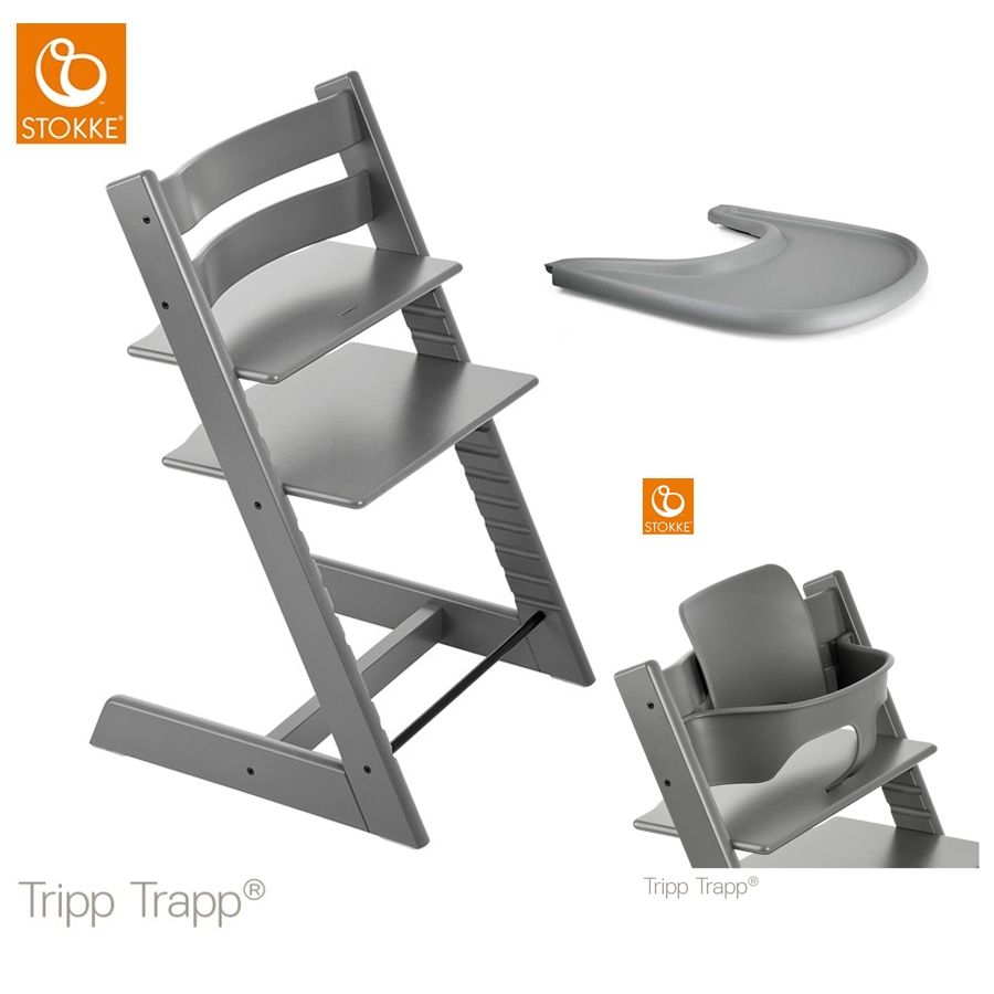 Pakke, Stokke Tripp Trapp, Ink Baby Set + Tray, Storm Grey