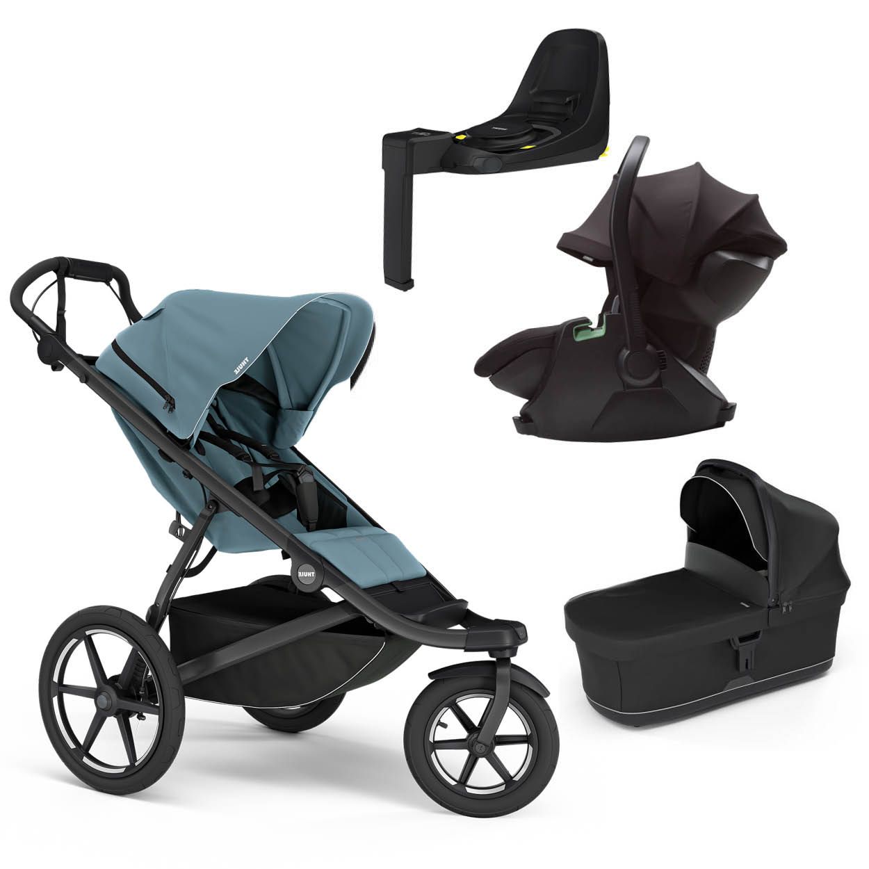 Vognpakke, Thule, Urban Glide 3, Mid Blue + liggedel, sort inkl. Maple, Black + Base, Alfi