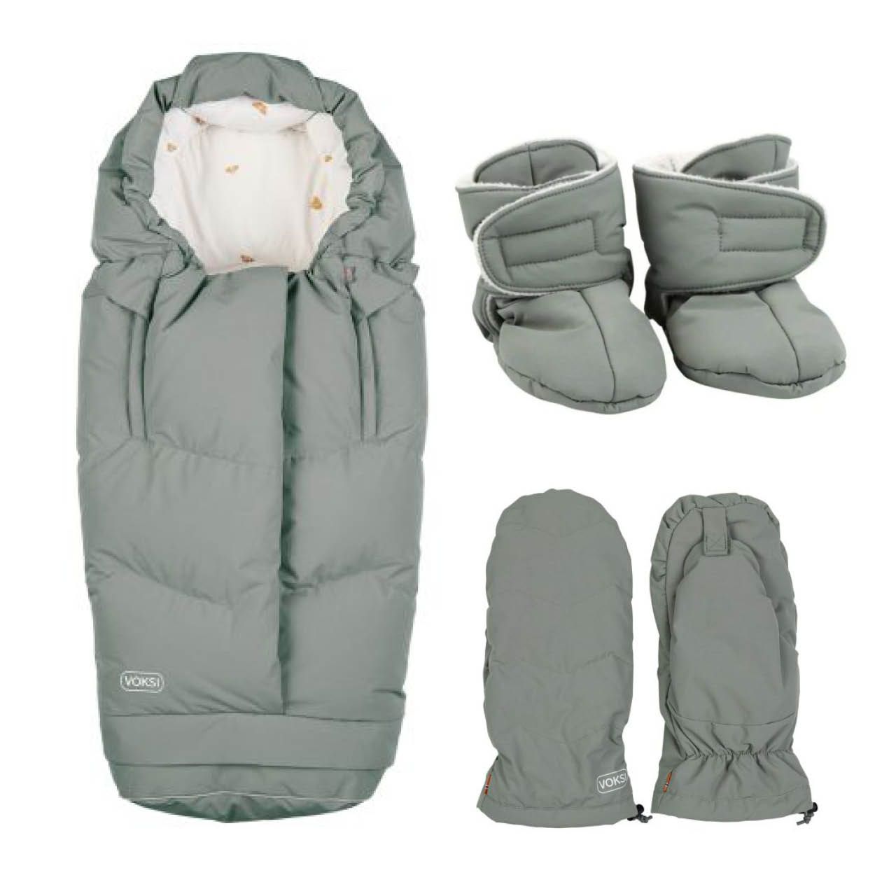Voksi Vinterpakke, City North, Vognvotter og Baby Booties, Meadow Green