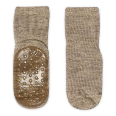 GoBabyGo Antiskli Ullsokker, Light Brown Melange