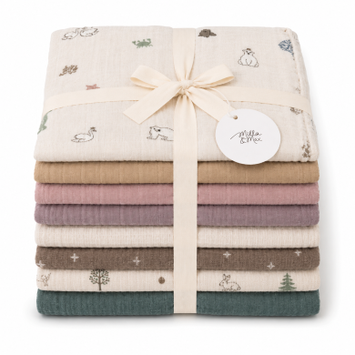 Muslin Gasskluter, Milla&Max, Forest and Sea, 8pk