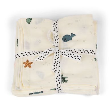 Swaddle, Done By Deer, Sea Friends, Beige, 2pk