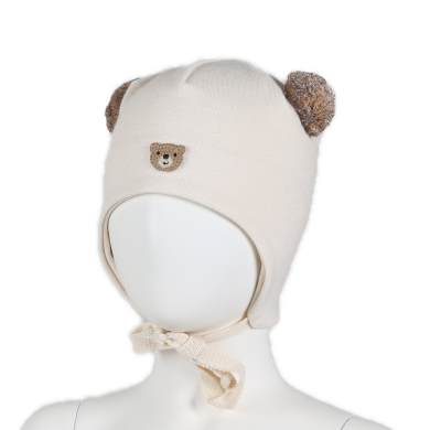 Kivat Bomullslue Teddybjørn, Off-White