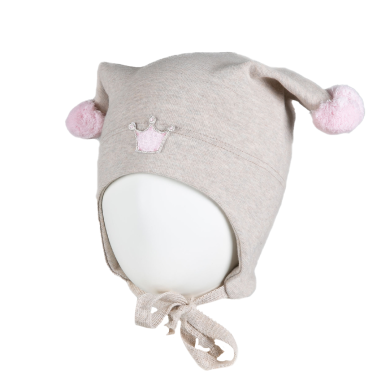 Knytelue, Kivat, Bomull, Beige m/rosa krone