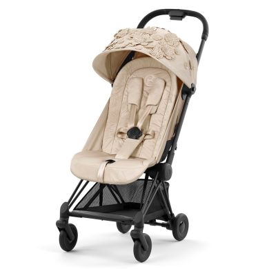 Cybex Coya, Matt Black, Flowers Beige, Barnevogn