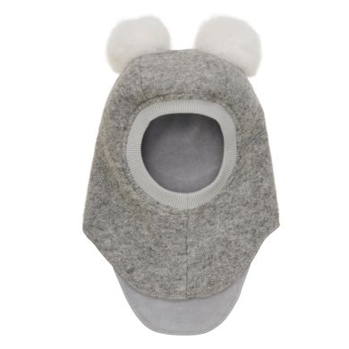 Huttelihut Balaclava Ull/Alpaca Pompoms,, Medium Grey Melange