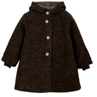 Jakke, Huttelihut, Hood Wool w. Lining, Dark Brown Melange