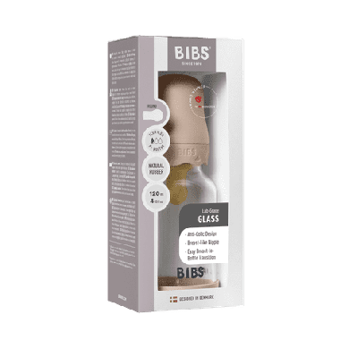 BIBS Glassflaske, Boheme, Latex, 120 ml Slow Flow, Blush