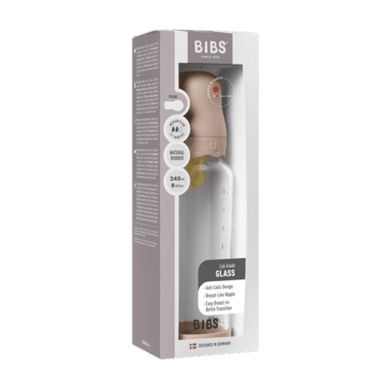 BIBS Glassflaske, Latex, 120 ml, Slow Flow, Blush