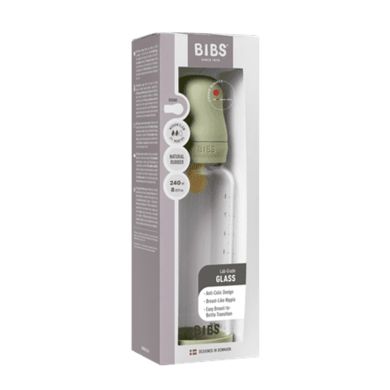 BIBS Glassflaske, Latex, 240 ml, Medium Flow, Sage