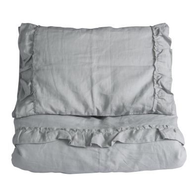 Sengesett, NG Baby, Lin Ruffle, Grey, 65x80/35x40cm
