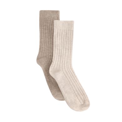 Huttelihut Sokker, Ull Rib, 2pk Camel Melange