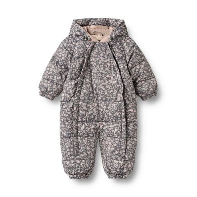 Wheat Vinterdress Baby, Edem, Dark Charcoal Flowers