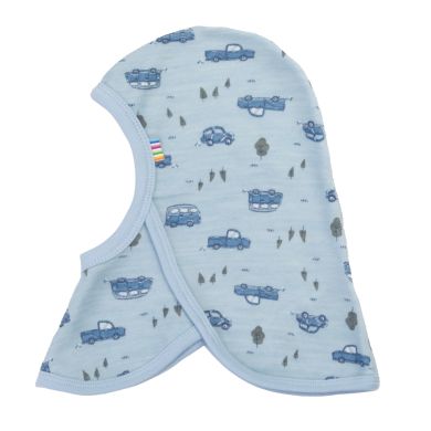 Joha Balaclava ull/bambus, Blå m/biler