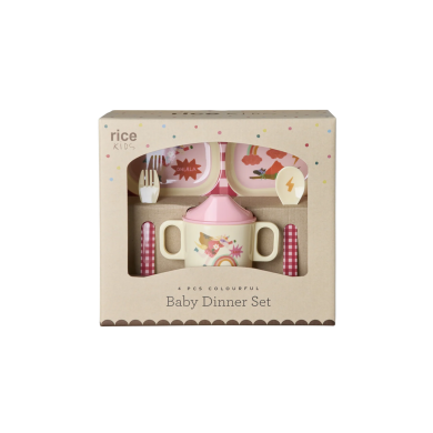 Babyservise i gaveeske, Hero print, Rice