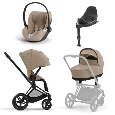 Cybex e-Priam, Matt Black, Cozy Beige + Cloud T, Cozy Beige og Base T, Pakketilbud