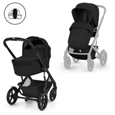 Komplett vogn Cybex Talos S Lux, 2026, Moon Black Ink. Liggedel
