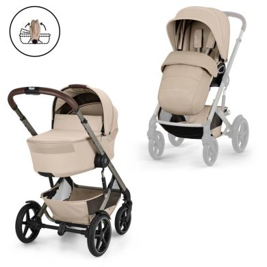 Komplett vogn Cybex Talos S Lux, 2026, Almond Beige Ink. Liggedel