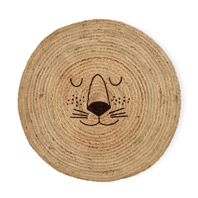 Gulvmatte i jute med løvemotiv, Rice