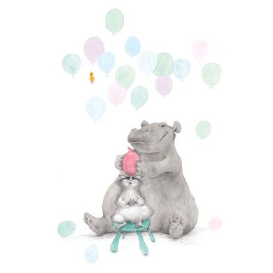 Poster, Tails, Flodhesten og ballongene, 30x40 cm