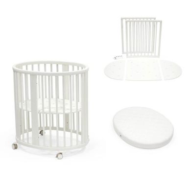 Stokke Mini V3, Hvit, inkl. bed extensions og madrass