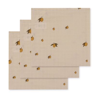 Muslin, Konges Sløjd, 3pk, Lemon